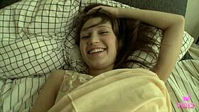 Hey, Georgia F is pulling her panties down to keep rubbing her clit in bed