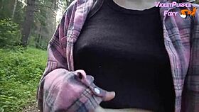 risky solo public nudity in the forest, flashing and masturbating outdoors
