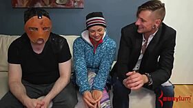 busty teen anal sub gets dominated in rough 3some, face fucked, ass rammed deep, bound in bondage 😈