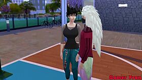 hinata and friends play strip game, madara teases videl, unexpected cum shower happens