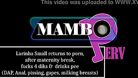 Larinha Small Returns After Maternity, Fucks Four Big Black Cocks In Interracial Gangbang, Anal Dap, Pissing, Gaping, Breast Milking