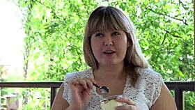 chubby milf mukbang fat belly outdoor