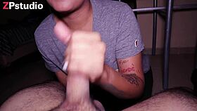 Beautiful slut gives blowjob to stepbrother and gets cum in mouth