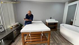 Relaxing massage turns happy for curvy latina with huge tits