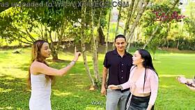 He discovers his girlfriend's infidelity with her best friend but they reconcile in a threesome