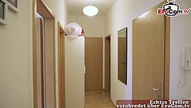 Naive German blonde teen picked up for MMF threesome after street flirt