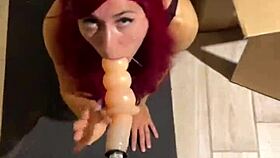 sex machine deep throats huge dildo