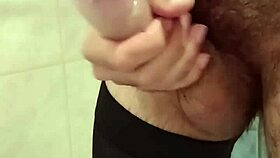 Trying a new jerk off method with a condom on my dick.