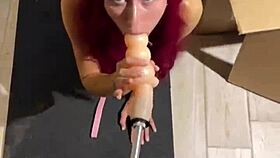 sex machine deep throats huge dildo