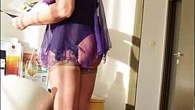 Lady Mona Flaunts Big Ass in Tulle Mini Dress, Corset, Stockings, and High Heels Before Stripping Naked