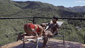 my wife surprises me with hot red lingerie outdoors