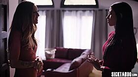 Two women kiss passionately together