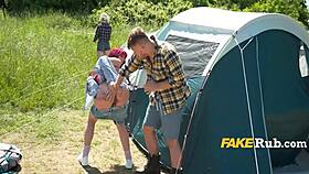 redhead best friend cheats outdoors