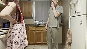 horny young babe comes home late and horny man catches her and fucks both her holes with his big cock