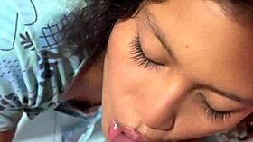 Petite girl fucks a black cock and gets covered in cum 😍