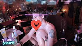 Beautiful short-haired milf uses vibrator for self-pleasure in stream clip