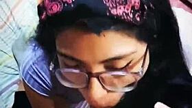 Extreme blowjob and cum on her long hair