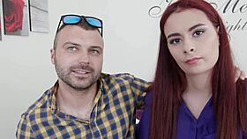 redheaded wife gets pussy filled while cuckold watches