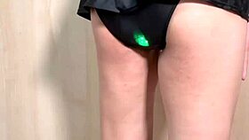 i get covered in cum and piss, forced into stinky school swimsuit with shiny anal plug