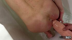 Master trains his submissive anal slave to work her tight holes with giant dildos