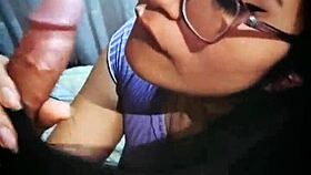 Extreme blowjob and cum on her long hair