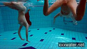 Milana And Katrin Strip Each Other Underwater!