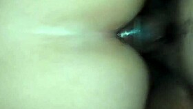 Intense anal fucking with dildo in gaping ass, she takes only half the toy