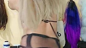 The transsexual masturbates with a rich penis in a calm setting