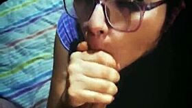 Extreme blowjob and cum on her long hair