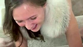 Blonde babe performs passionate pov blowjob with deepthroat and handjob