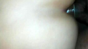 Intense anal fucking with dildo in gaping ass, she takes only half the toy