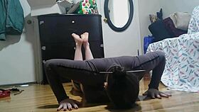 40 minute workout challenge from gym attire to naked yoga.