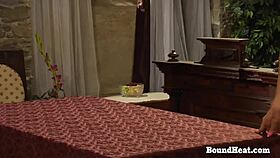 lesbian slave moans and orgasms from strapon sex with madame