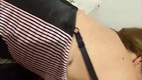 1217 - clothed white satin panty French slut fucked in satin black dress doggystyle, licking asshole