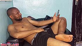 Feeling shocked, young woman enters bedroom and catches him jerking off