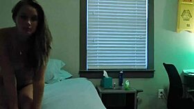 Cute college girl rides cock passionately in amateur scene.