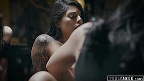 angry woman makes bratty teen serve dinner naked