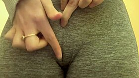 hey, girl masturbates in leggings to orgasm in kitchen babe