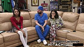 Solana, the freshman, experiences a mandatory hitachi orgasm backstage