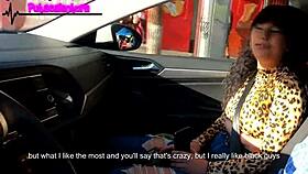 New girl arrives for her first time outdoor casting interview session