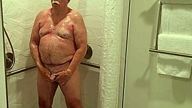 grandpa taking a sexy shower in bathroom