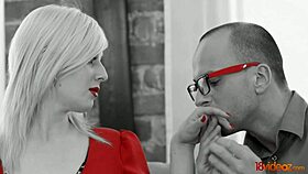 Doris Debuts Anal in Red Dress with Shaved Pussy Licking and Cumshot