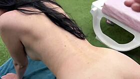 Risky Sex With Lustful Stepmom By The Pool