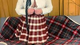 Does the busty teacher play with her strapon to dominate?