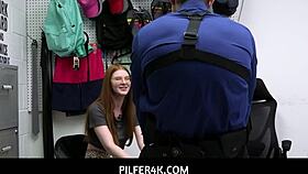 Redhead shoplifter jane rogers fucks her way out when caught by loss prevention officer jovan jordan