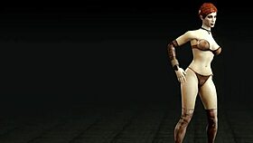 Redhead whore stripteases, flaunting big tits