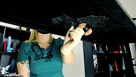 naughty nurse milks patient with gloves and toys in hospital