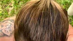 Slut Blows Big Natural Tits Outdoors