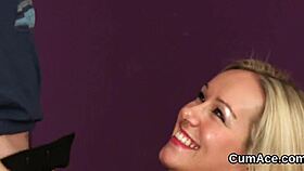 Wacky centerfold intensely swallows cumshot on her face