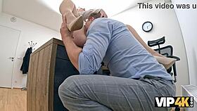 I'm the boss, and I'm cumming hard with my naughty subordinate in the office.